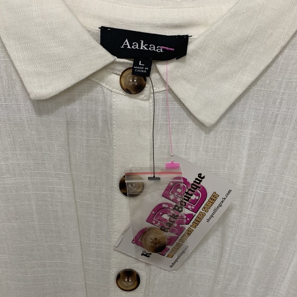 Aaakaa white linen romper NWT - Picture 4 of 4